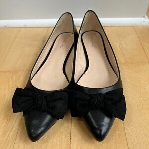 Black Leather Flats with Bows